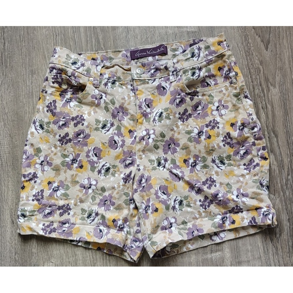 Gloria Vanderbilt Womens Amanda Stonewood Shorts Size 6 Floral 5 Pockets‎